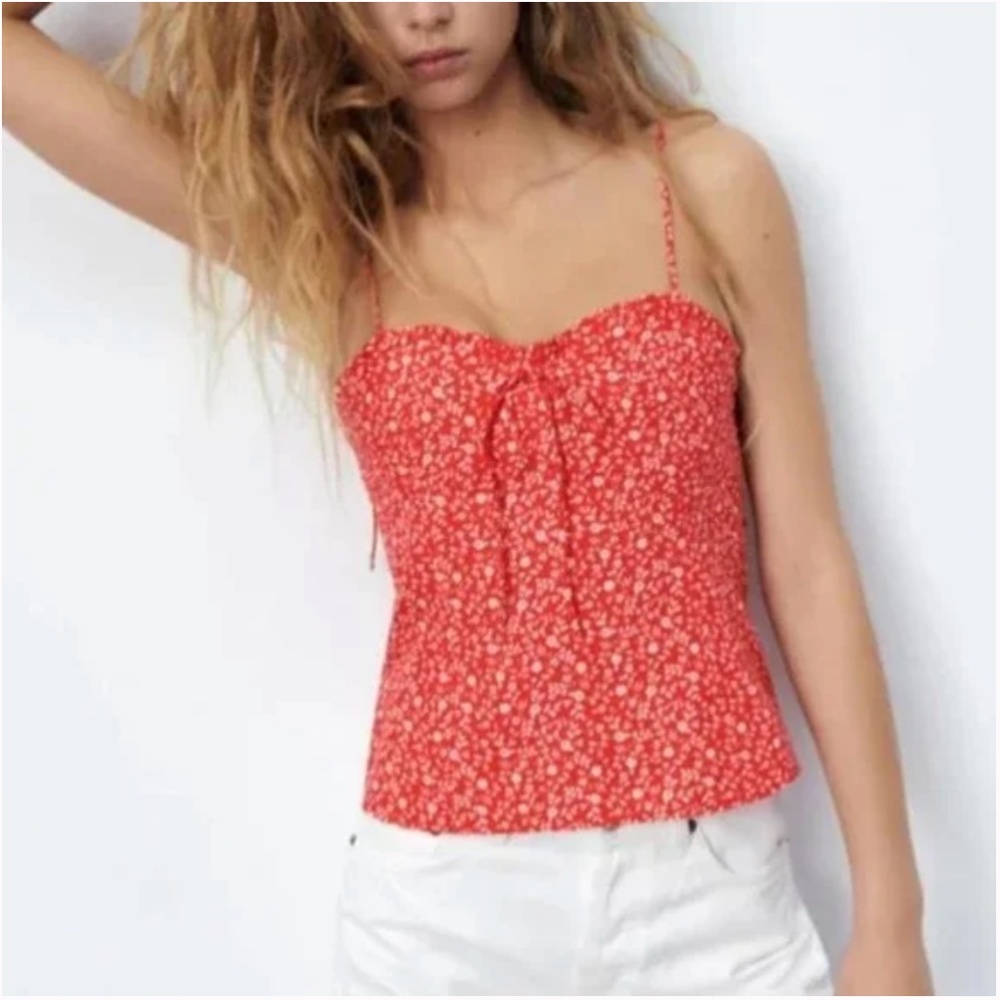 Zara Red and White Corset Top
